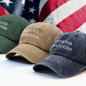 Justice for Charlie Kirk Washed Denim Baseball Cap HO82 65764