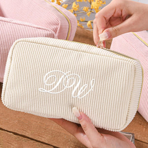 Personalized Name Embroidered Corduroy Cosmetic Bag, Bridesmaid Gifts, Bachelorette Party Gifts HO82 900522