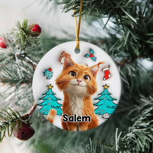 Cat Is Santa 3D Inflated Effect Ceramic Ornament Personalized Gift For Cat Lovers HO82 894682