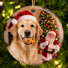 Custom Photo Funny Dog Steals Cookie From Santa Personalized Ceramic Ornament HA75 919588