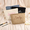 Personalized Name Embroidered Corduroy Makeup Bag - Gift For Mom, Girlfriend, Women, Summer Gift HO82 902190