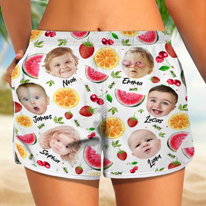 Custom Cute Kid Face Watercolor Tropical Summery Women's Beach Short CH07 895830