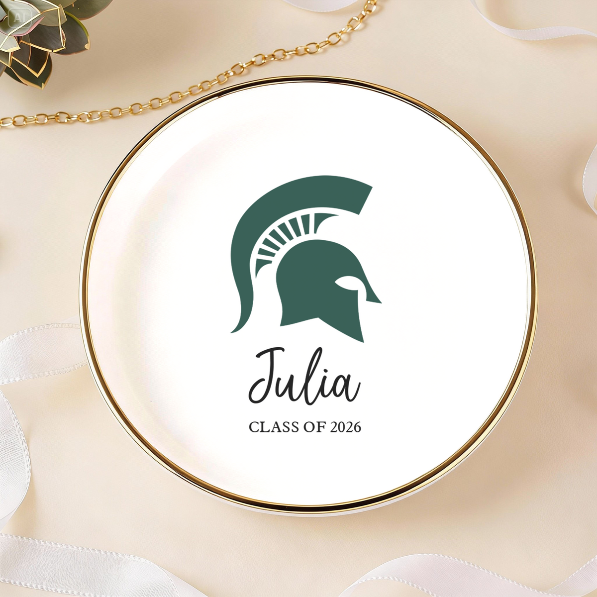 Custom College Logo Graduation Class Of 2026 Jewelry Ring Dish LM32 899407
