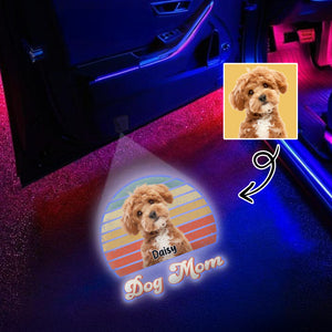 Custom Dog Photo Retro Sunset Dog Dad Car Door Projector Light CH07 896434