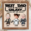 Custom Kid Photo Best Dad In The Galaxy Square Wooden Plaque With Stand LM32 893479