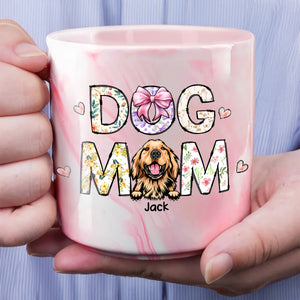Cat Mom Dog Mom Floral Personalized Marble Mug CH07 895532