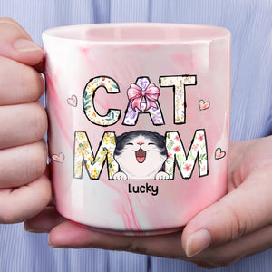 Cat Mom Dog Mom Floral Personalized Marble Mug CH07 895532