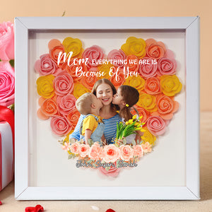 Custom Photo Mother And Daughter Forever Linked Together Personalized Flower Shadow Box Mother's Day Gift CH07 895470