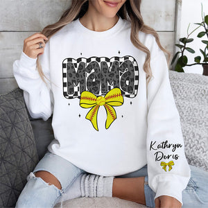 Retro Softball Mama Coquette Sweatshirt Personalized Gift For Mother's Day HO82 893652