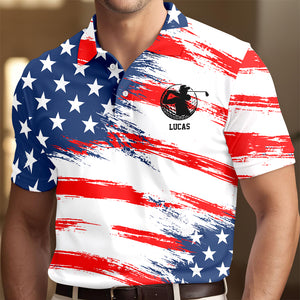 Personalized Golf Ball America Flag Patriotic Polo Shirt Gift For Golfer, Golf Lovers HA75 898708