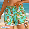 Custom Dog Cat Photo Tropical Pattern Woman's Beach Shorts Gift For Dog Cat Lovers HO82 894276