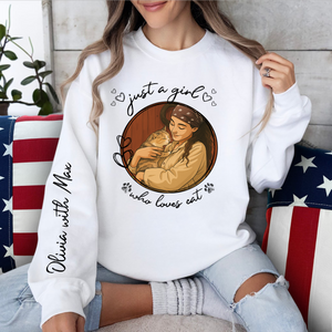 Custom Cartoon Photo Just A Girl Who Loves Dogs Sleeve Personalized Printed Sweatshirt LM32 893855