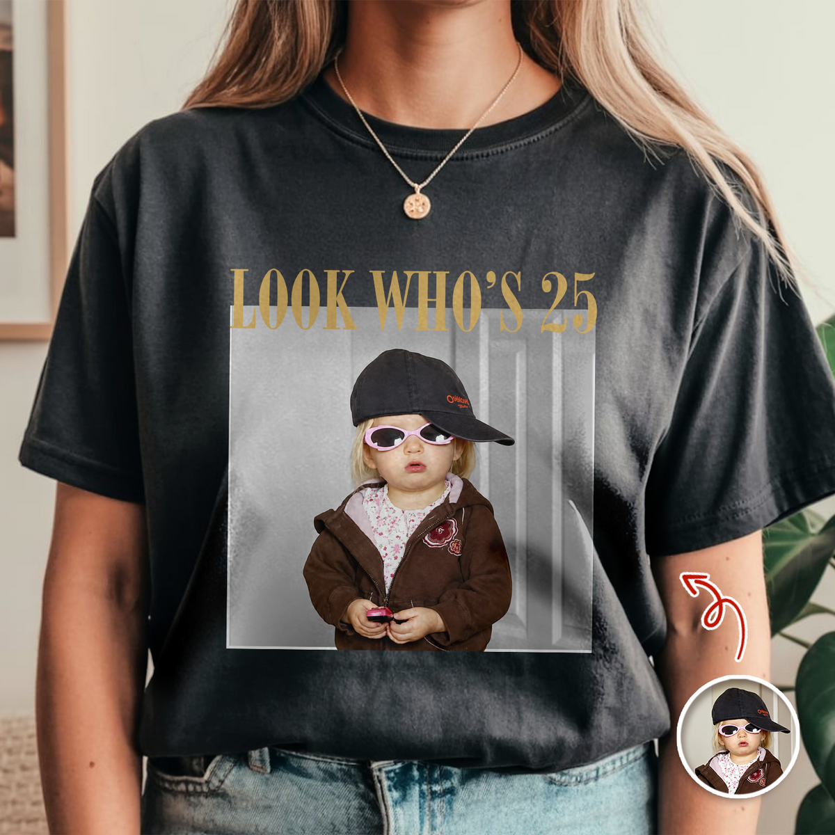 Personalized Vintage Photo And Year Look Who’s Funny Birthday Comfort Shirt HA75 921812
