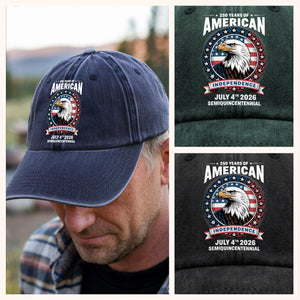 250 Years of America Anniversary Independence Day 2026 Washed Denim Baseball Cap CH07 896760