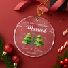 Custom Name Our First Christmas As Mr & Mrs Glass Ornament, Personalized Newlywed Christmas Gift LM32 669701