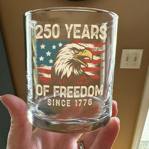 250 Years Of Freedom Since 1776 USA Bald Eagle America Flag Whiskey Glass HA75 897376