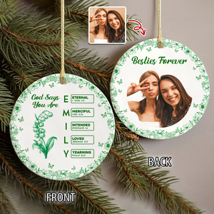 God Says You Are Personalized Besties Chinoiserie Toile De Jouy Style Ceramic Ornament CH07 899244