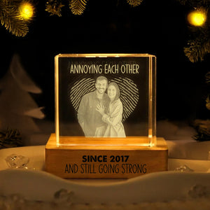 Custom Photo Annoying Each Other Since Couple Engraved Crystal Photo With Light LM32 897609