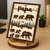 Papa Bear With Kid Name Family 2-Layered Wooden Plaque With Stand Personalized Gift For Father's Day, Dad HO82 894042
