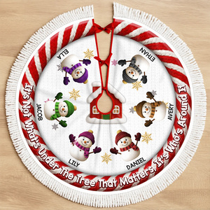 Custom Crochet Snowman Our Christmas Our Story Family Tree Skirt HO82 900068