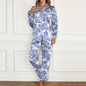 Custom Dog Breeds Chinoiserie Toile De Jouy Style Personalized Satin Pajamas HA75 892542