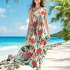 Custom Cat Photo Tropical Women's V-Neck Cami Maxi Dress HO82 893606