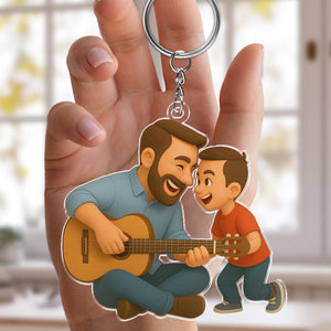 Custom Photo Dad And Kid - Photo Figure Acrylic Keychain Father's Day Gift HA75 892376