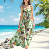 Custom Dog Photo Tropical Women's V-Neck Cami Maxi Dress HO82 893604