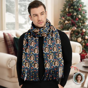 Custom Photo Wool Scarf Gift For Him, Her, Valentine LM32 897667