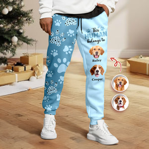 Custom Photo This Human Belongs To Dogs Sweatpants For Dog Lover HA75 897886
