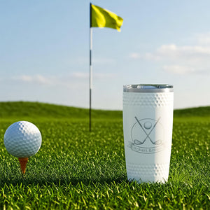 Personalized 20oz Insulated Dimpled Golf Tumbler, Custom Laser Engraved Golf Cup, White Golf Tumbler, Gift for Golf Lovers LM32 897597