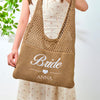 Personalized Knitted Beach Bag With Embroidered Name - Summer Gift For Women, Mother's Day, Wife, Girlfriend HO82 902008