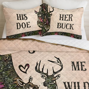 She Keeps Me Wild Personalized Hunter Couple Quilt Bedding Set Gift For Couple, Husband, Wife CH07 895478