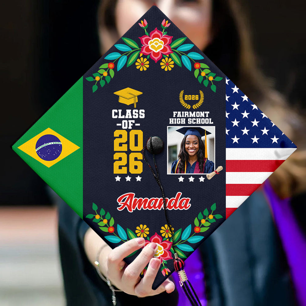 Personalized Country Flag Graduation Cap Topper Class of 2026 Gift CH07 910900