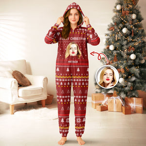 Custom Portrait Photo Merry Christmas Onesie Pajamas HO82 900640