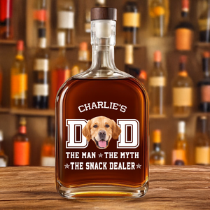 Custom Photo Dog Dad The Man The Myth The Snack Dealer Whiskey Bottle LM32 893597