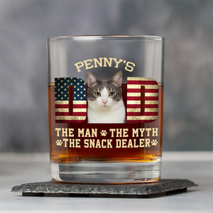 Custom Photo Cat Dad The Man The Myth American Flag Dad Rock Glass HA75 892400