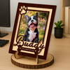 Personalized Pet Memorial Photo Frame, Custom Dog Loss Wooden Sign, Paw Print Picture Plaque HO82 903034