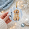 Custom Dog Photo And Name Stripes Ceramic Ornament For Christmas TH10 170749