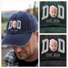 Custom Photo Face Dad Est. Washed Denim Baseball Cap HA75 921350