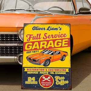 Custom Car Photo Garage Metal Sign Full Service Garage Sign CH07 896278