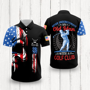 Never Underestimate An Old Man With A Golf Club Custom Name Polo Shirt For Golf Lovers CH07 899946