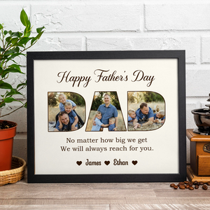Custom Photo No Matter How Big We Get, We Will Always Reach For You Picture Frame Gift For Father's Day HO82 893818