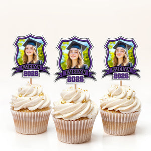 Custom Photo Class of 2025 Cupcake Toppers Graduation Party Decor Gift CH07 895334