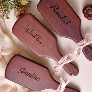 Personalized Flower With Name Engraved Bamboo Comb Gift For Bridal Party, Mom, Birthday Gift LM32 897443