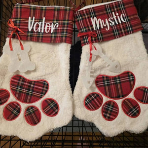 Custom Name Plaid Christmas Paw Stocking HO82 900526