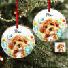 Custom Pet Photo With Watercolor Wildflowers For Dog And Cat Lovers Glass Ornament TH10 894249