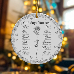 God Says You Are Christian Toile De Jouy Style - Personalized Ceramic Ornament HA75 897158