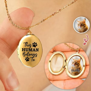 Custom Photo This Human Belongs To Dog Cat Locket Necklace HA75 892990