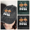 Custom Photo Life Is Better With Dogs Washed Denim Baseball Cap HA75 892582